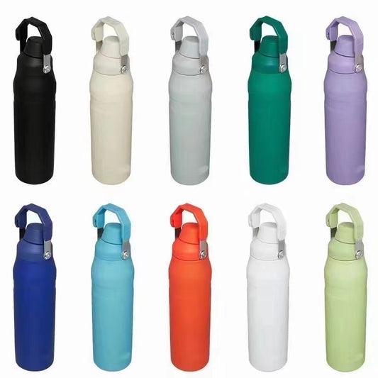 16oz 24oz 36oz powder coated stainless steel water bottle with flip straw_miki