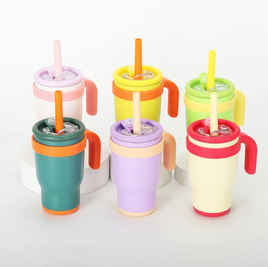 Colored 14oz kids leak proof tumblers with handle for laser engraving_miki