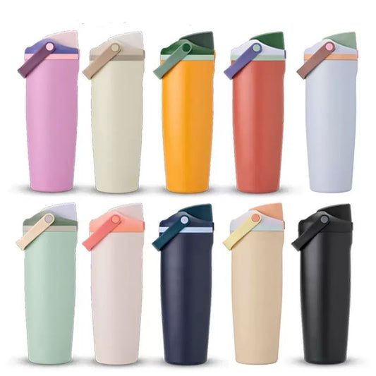 30oz Owala style water bottles with lid and carry strap _miki