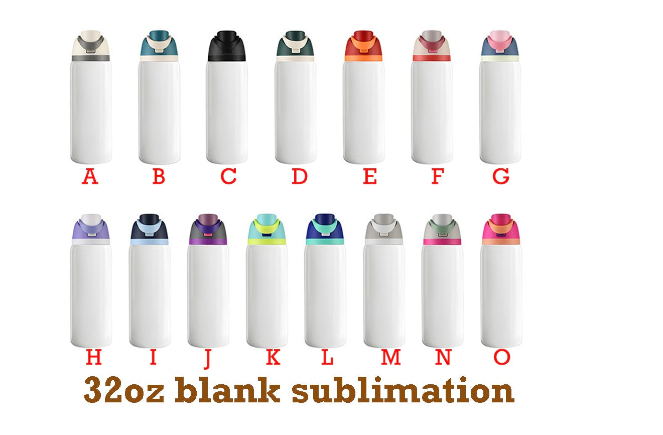 Owala style white Sublimation 16oz 19oz 24oz 32oz water bottles _miki