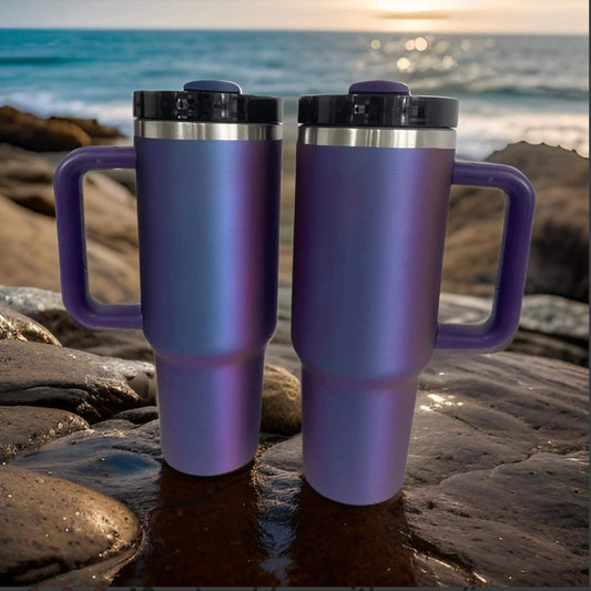 🔥40oz H2.0 ion plating rubber paint blue-violet ombre tumblers for laser engraving_miki