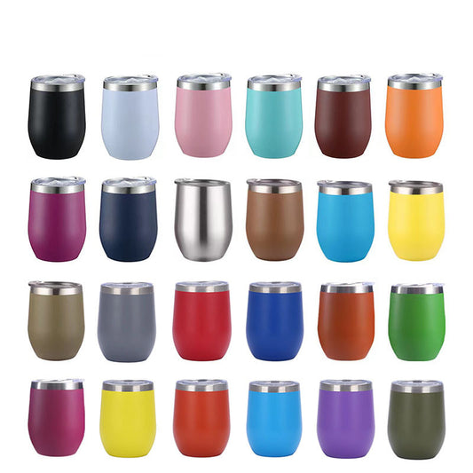 Powder coated 12oz wine mug with slide lid for laser engraving_miki