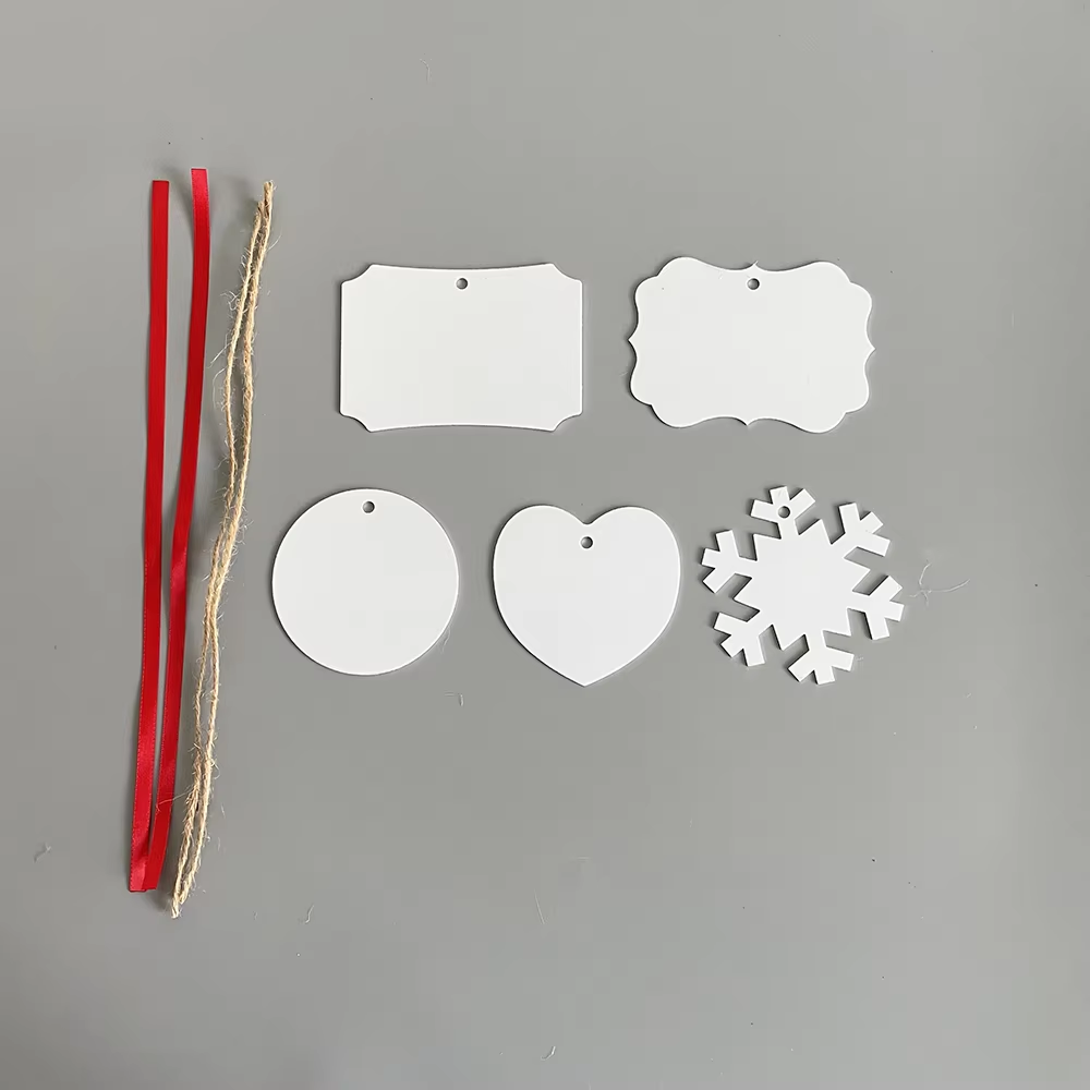 USA RTS_ Sublimation Aluminium Ornaments Mixed Shape for DIY Crafts Christmas Decorations with String_ Miki