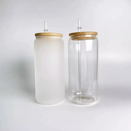 16oz sublimation frosted/clear can with bamboo lid_miki