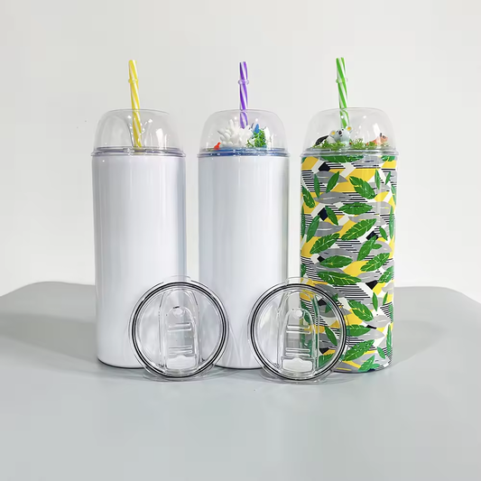USA RTS_ White Sublimation 20oz Dome Tumbler With 2 lids And Colored Straw_ miki