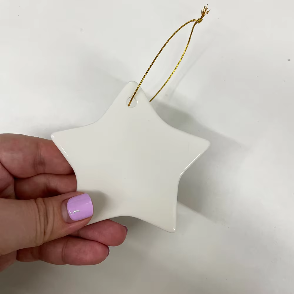 USA RTS_ Sublimation Ceramic/Aluminium/MDF Ornaments Mixed Shape for DIY Crafts Christmas Decorations with String_ Miki
