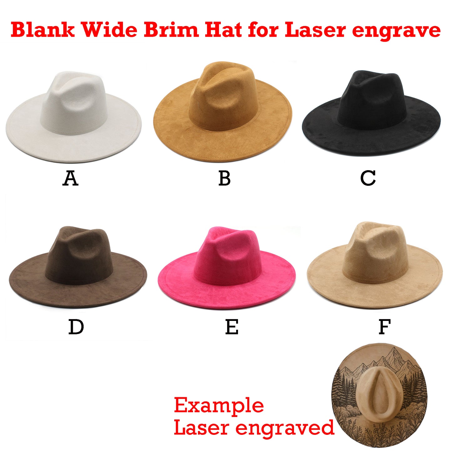 9.5cm Blank Wide Brim Hats for laser engraving _miki