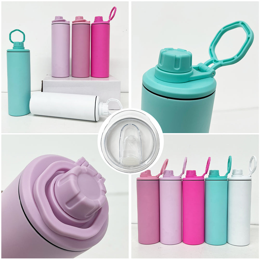 Sublimation Macaron 20oz Sports Straight Water Bottle with Two Lids _miki