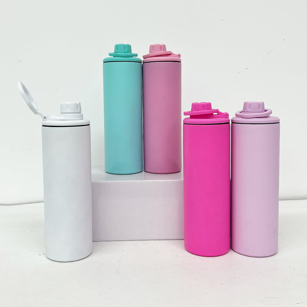 Sublimation Macaron 20oz Sports Straight Water Bottle with Two Lids _miki