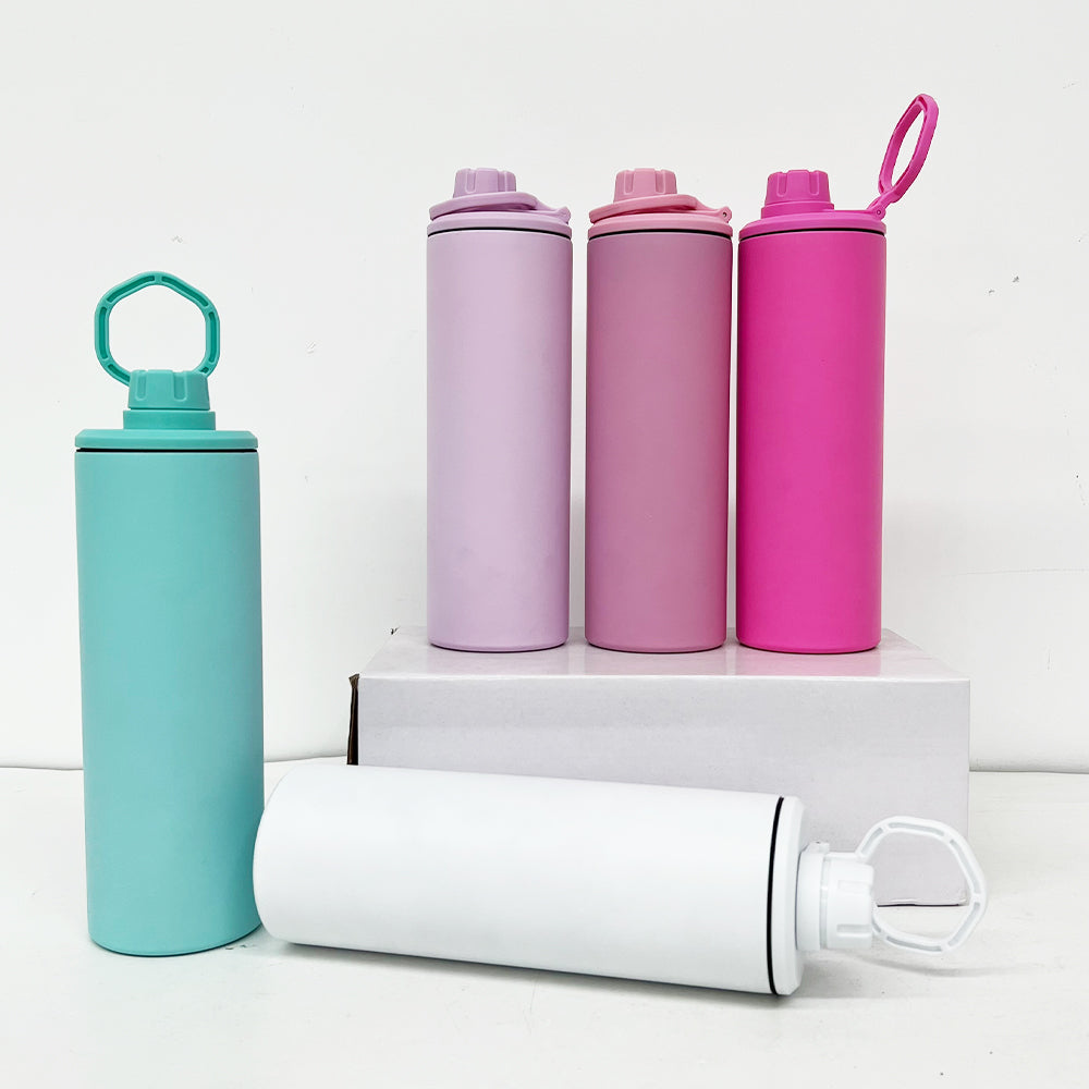 Sublimation Macaron 20oz Sports Straight Water Bottle with Two Lids _miki