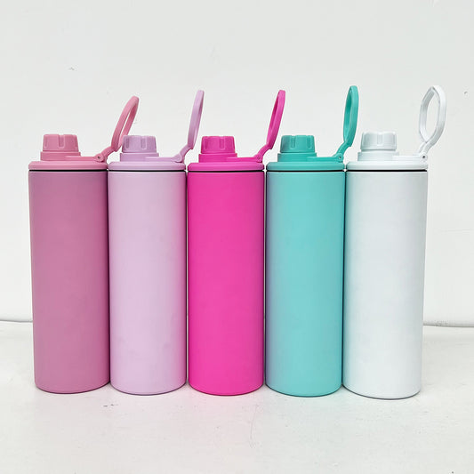 Sublimation Macaron 20oz Sports Straight Water Bottle with Two Lids _miki