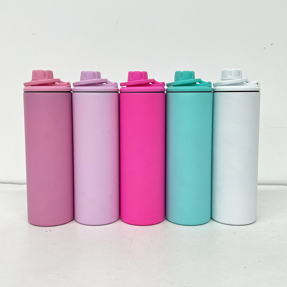 Sublimation Macaron 20oz Sports Straight Water Bottle with Two Lids _miki