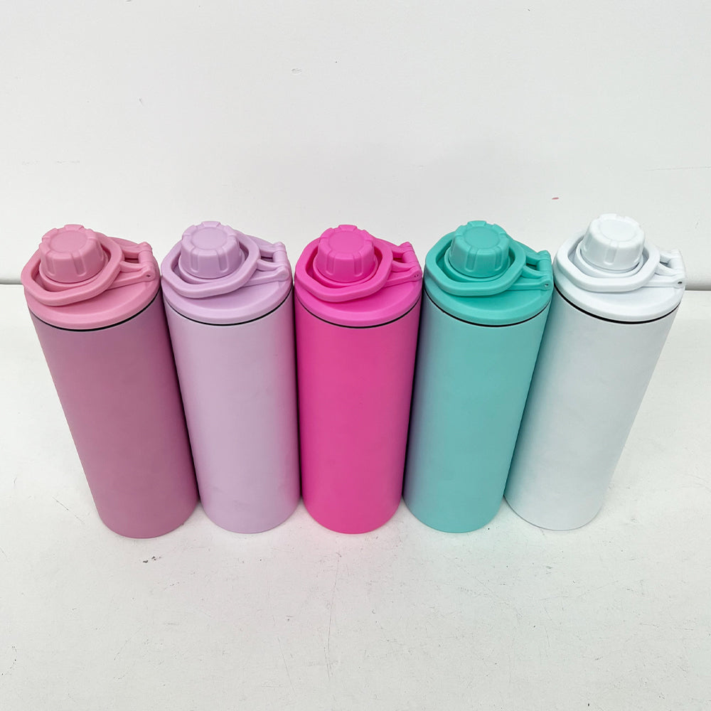 Sublimation Macaron 20oz Sports Straight Water Bottle with Two Lids _miki