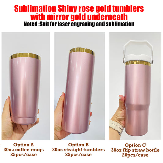 20oz 30oz Rose Pink with Gold Plated Tumblers for Sublimation and Laser engraving_ miki