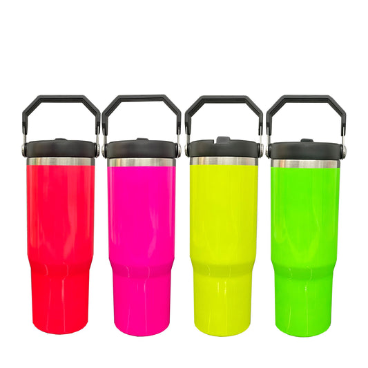 blank sublimation neon colors 30oz flip straw water bottle_miki