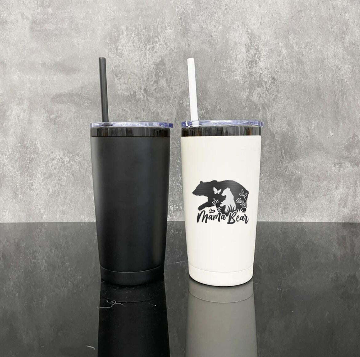 USA RTS_ black plated powder coated yeti style 20oz stainless steel mug with lid and straw for laser engraving_ miki
