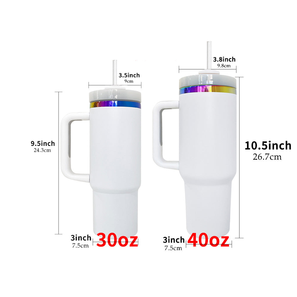 🌈USA RTS_ Powder Coated 30oz 40oz Rainbow Plated Quencher Tumbler For Laser Engraving_miki
