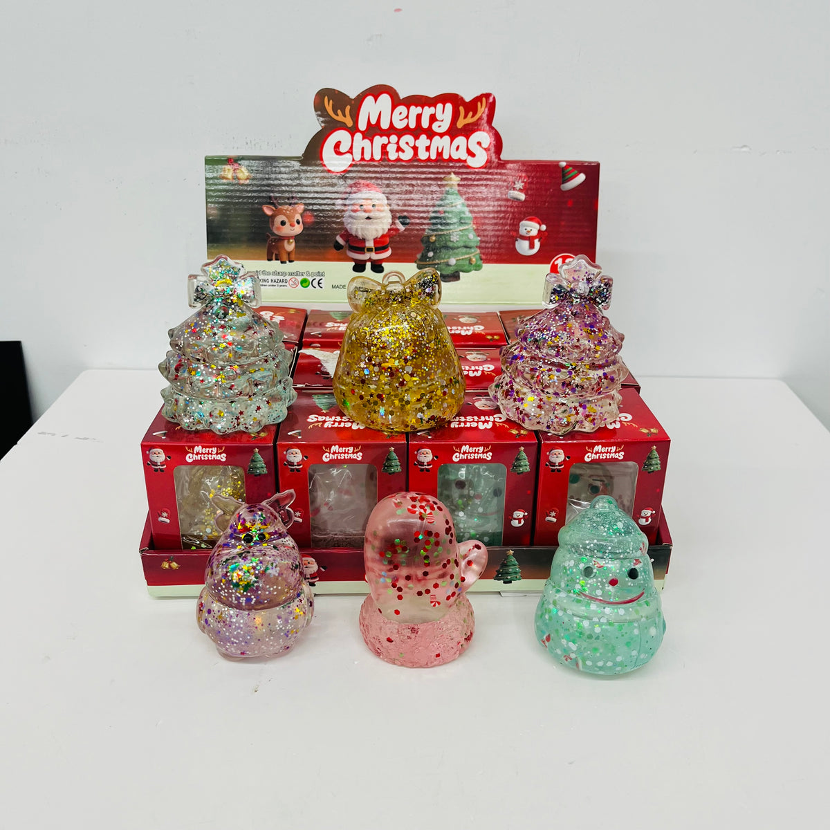 USA RTS_ Christmas Themed Glitter Maltose Squeeze Toys 6 Styles Mixed _miki