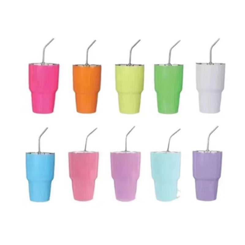 Sublimation 3oz Stainless Steel Shot Glass with Lid And Metal Straw_miki