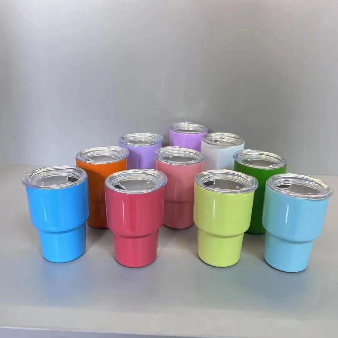 Sublimation 3oz Stainless Steel Shot Glass with Lid And Metal Straw_miki
