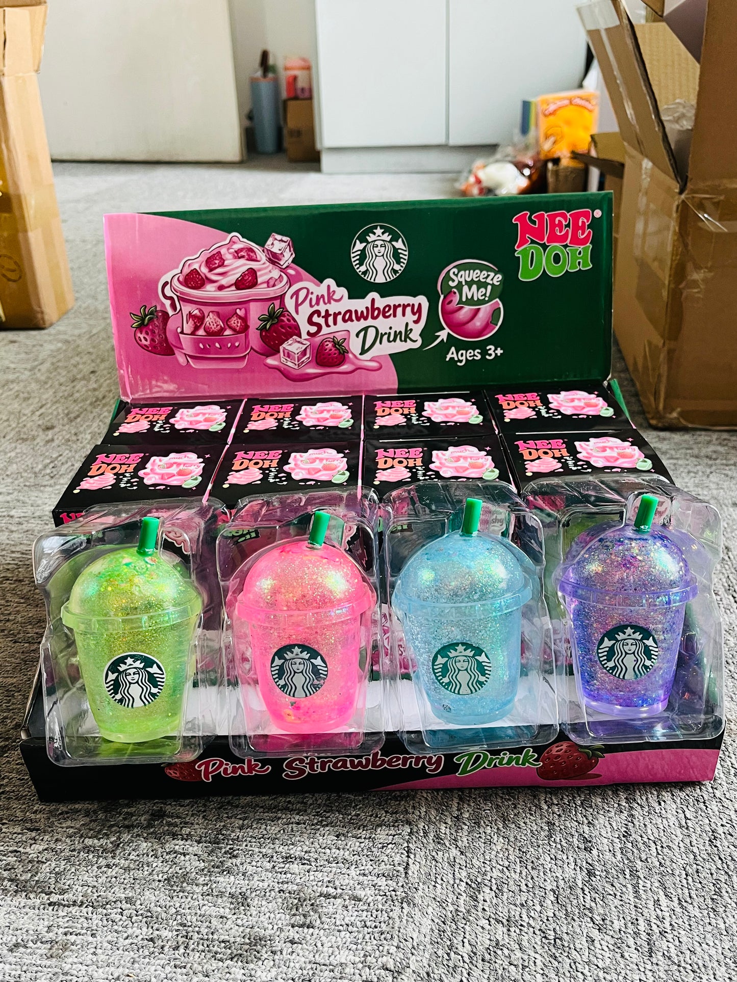 USA Presale_ Needoh Glitter Starbucks Squishy Toys _ miki