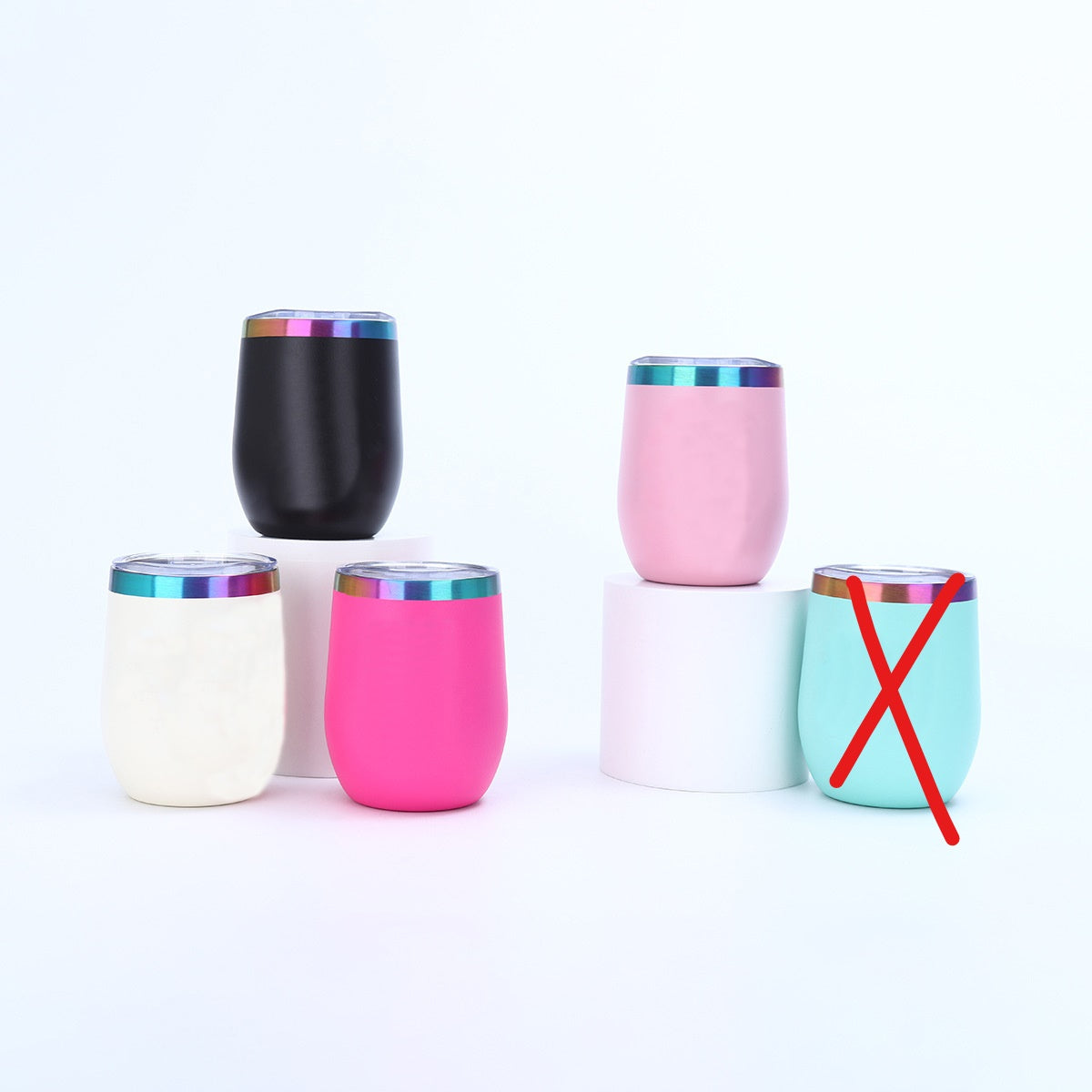 rainbow plated powder coated 12oz Stainless Steel Wine Tumbler with slide lid for laser engrave_miki