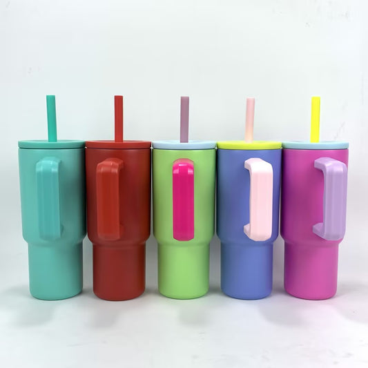 summer colors powder coated 24oz simple mold cups with handle_miki