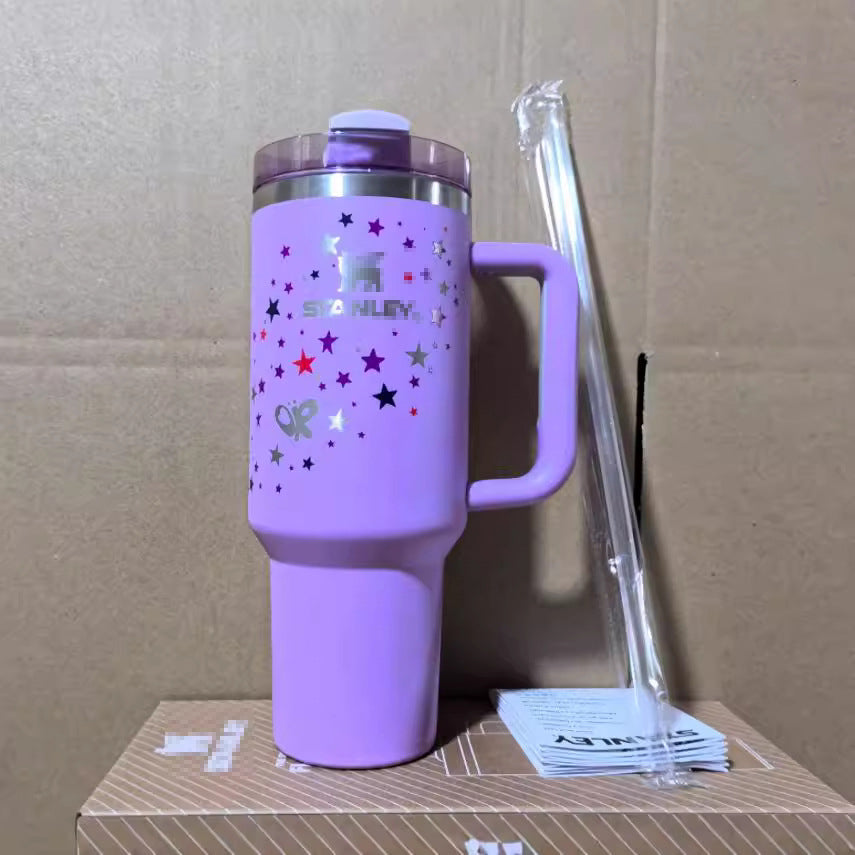 Stanley purple stars H2.0 40oz quencher tumbler wirh lid and straw_miki