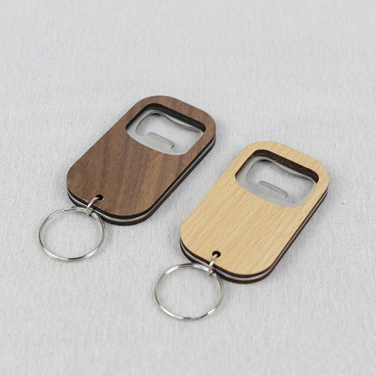 Blank Walnut Wood Beer Opener Keychains For Laser Engraving_miki