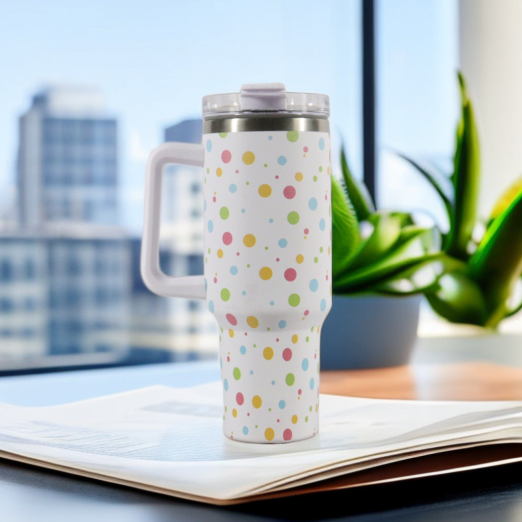 Colorful Painted Dots H1.0 40 OZ Quencher Tumblers with Removable Handle, Lid and Straw_ miki