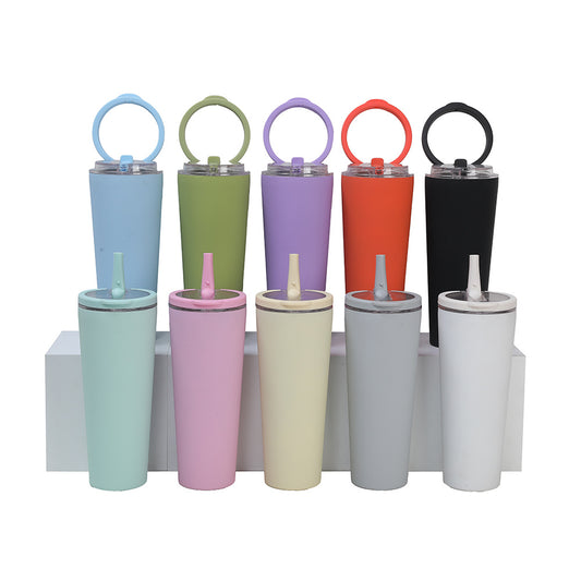 Powder Coated Flip Straw 24oz Stainless Steel Tumbler with Leak Proof Lid and Portable Handle for Laser Engraving_ miki
