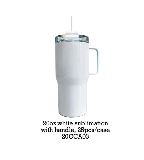 blank sublimation white 20oz kids tumbler with handle_Miki