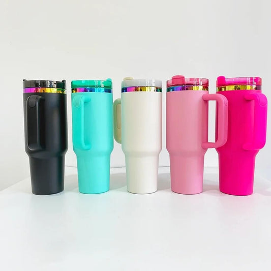 USA RTS_ Powder Coated 40oz Rainbow Underneath Quencher Tumbler For Laser Engraving _Miki