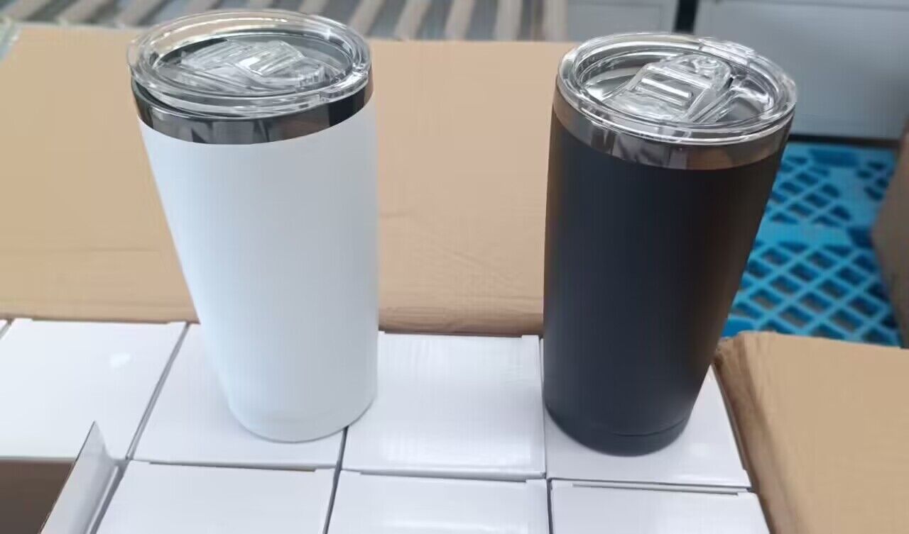 USA RTS_ black plated powder coated yeti style 20oz stainless steel mug with lid and straw for laser engraving_ miki