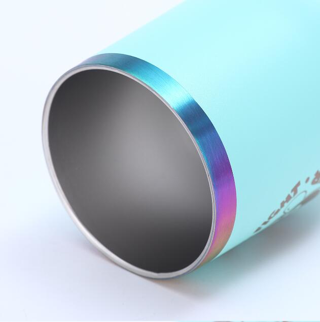 rainbow plated powder coated 12oz Stainless Steel Wine Tumbler with slide lid for laser engrave_miki