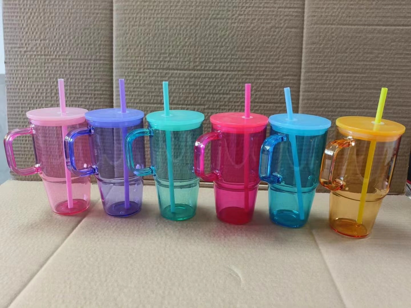20oz quencher glass mug with handle clear frosted jelly for sublimation and UV DTF wraps_miki
