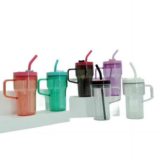 20oz kids jelly plastic mug with handle and straw lid_miki