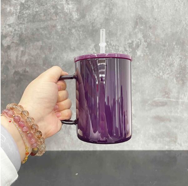 Window Mug Sublimation Autumn Fall Winter Colored 17oz Glass Mugs With Handle For ...