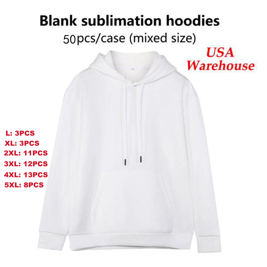 USA RTS_White Sublimation Blanks Hoodies for Men and Women Mix Sizes_miki