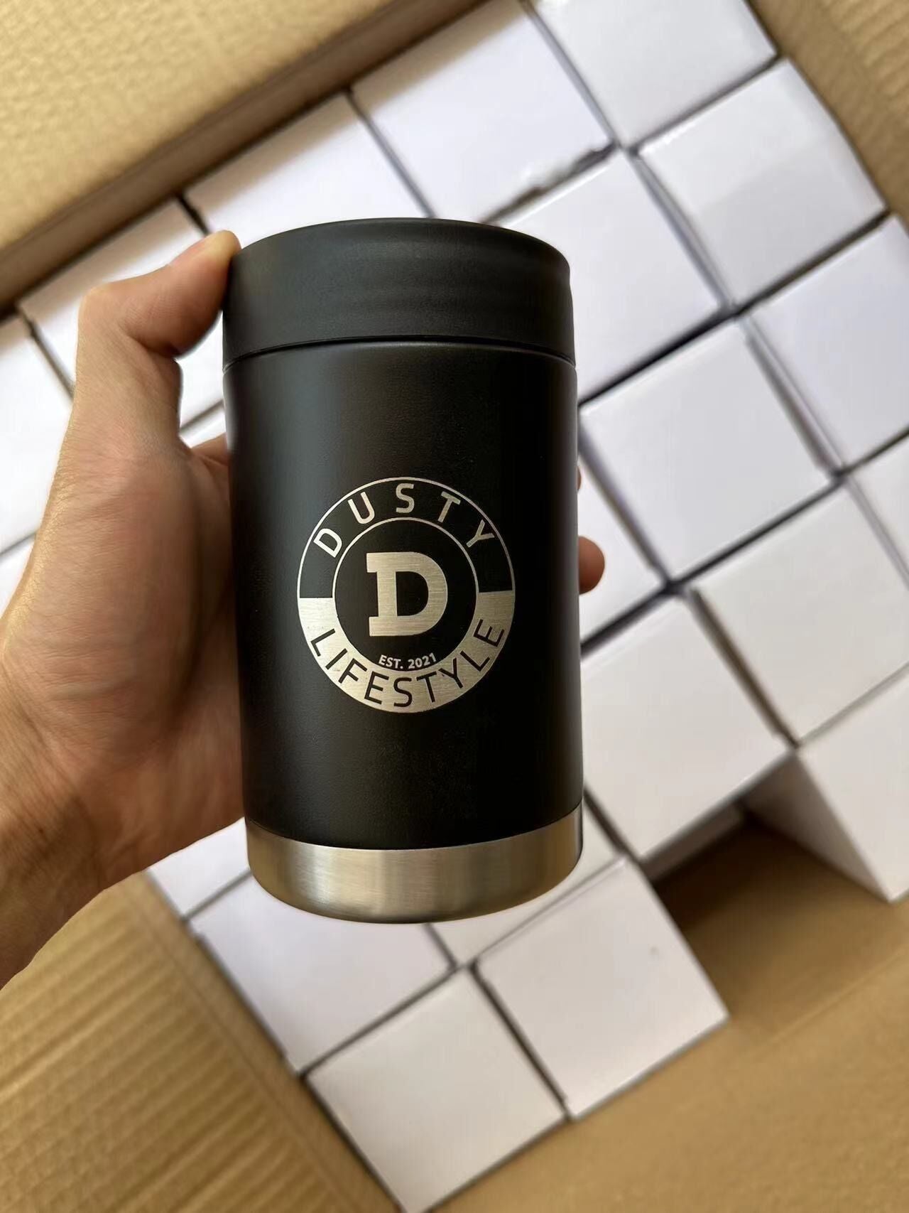 Powder Coated 12oz 14oz 16oz Stainless Steel Metal Can Coozies For Laser Engraving_miki