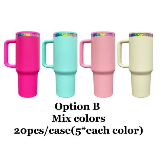 Leak Proof Rainbow Plated H2.0 40oz Quencher Tumblers With Lid and Straw Powder Coated for Laser Engraving_miki