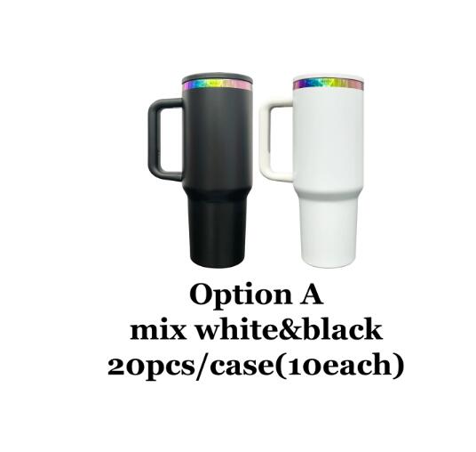 Leak Proof Rainbow Plated H2.0 40oz Quencher Tumblers With Lid and Straw Powder Coated for Laser Engraving_miki