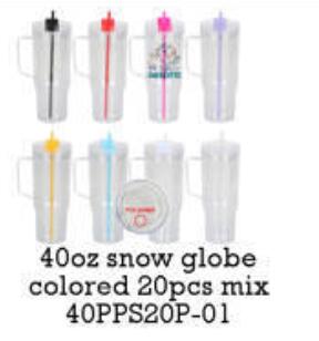 USA RTS_ Pre-Drilled 40oz Acrylic Plastic Double Walled Snowglobe Handle Tumbler with Lid, Straw, Stopper for Glitter and UV DTF wraps_ miki