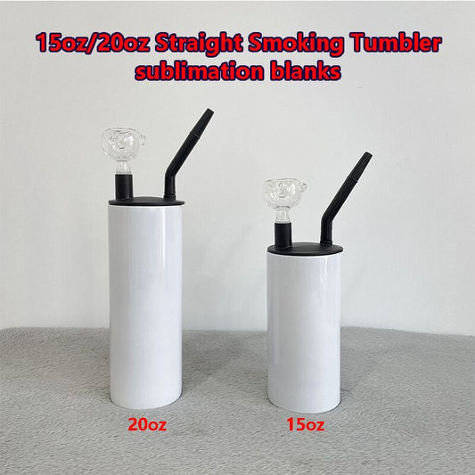 Sublimation White 15oz 20oz Straight Stainless Steel Hookah Tumblers_ miki