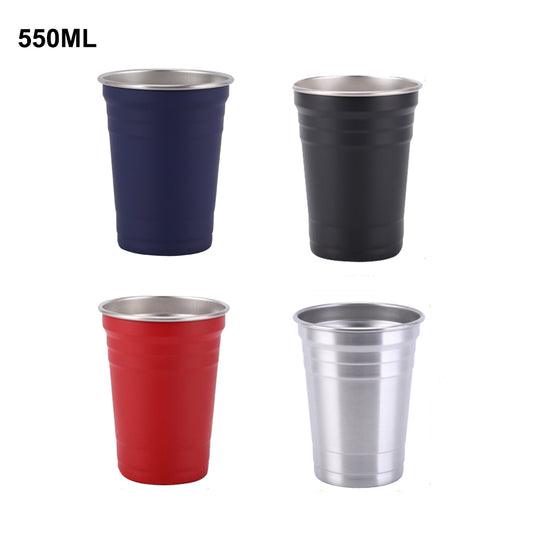 Matte Colored 550ml Stainless Steel Party Cups 18oz Pint Cup Premium Metal Stackable Cup for Laser Engraving_miki