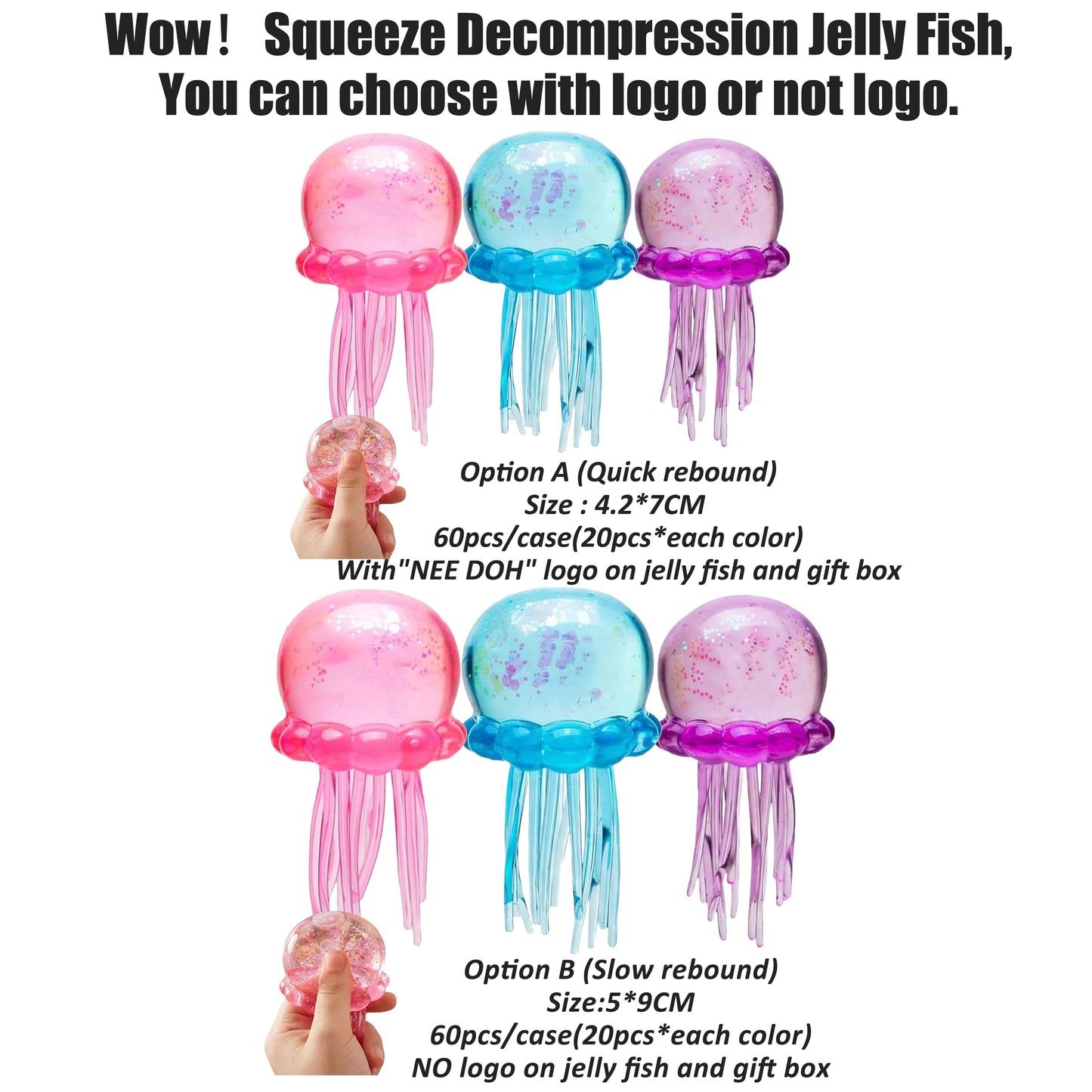 USA Presale_ Squeeze Decompression Jellyfish Squishy Toys Same Style as NEE DOH_ miki