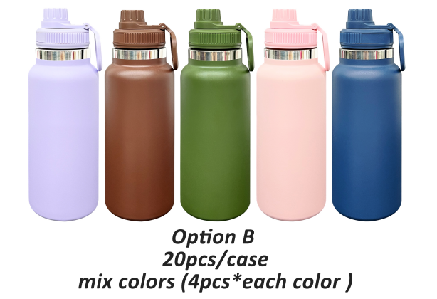 USA RTS_ Sports Lid Powder Coated 32oz Water Bottle with Portable Drinking Spout Lid for Laser Engraving_ miki
