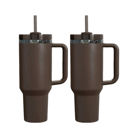 USA RTS_ Mirror Black Plated Chocolate Brown Powder Coated 40oz Quencher Tumbler For Laser Engraving _miki