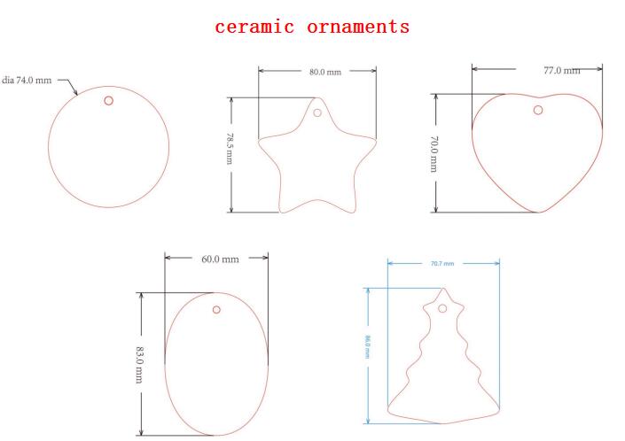 USA RTS_ Sublimation Ceramic/Aluminium/MDF Ornaments Mixed Shape for DIY Crafts Christmas Decorations with String_ Miki