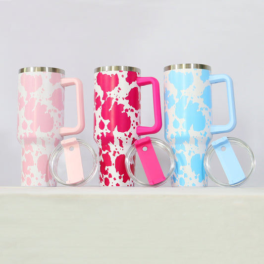 Cow Printed 40oz H1.0 Quencher Tumblers with Removable Handle and Straw_ miki